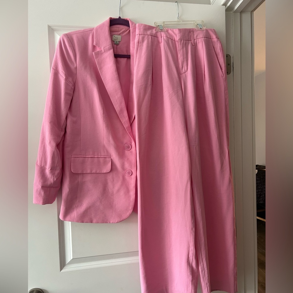 a new day Pink Tailored Blazer and High-Waist Trousers Set